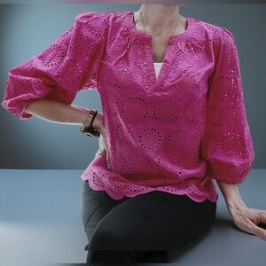 NWT Hot Pink Detailed Top
